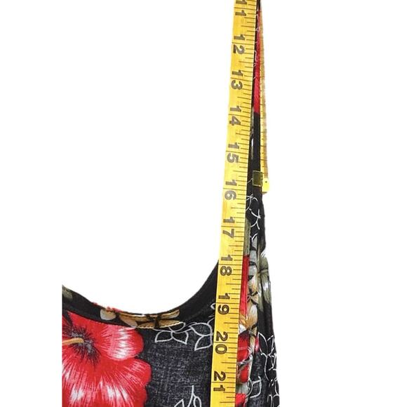 Tiki Palm Hawaiian Dress XL Red Tropical Open Tie Back Babydoll Asymmetrical Hem - Picture 11 of 16